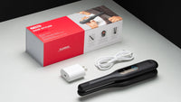 Complete TYMO CLAMGO BLACK styling kit includes ceramic flat iron and 39.37-inch cable