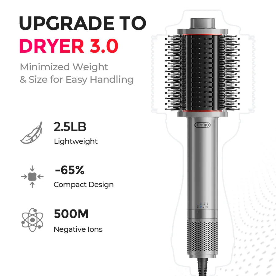 Upgraded hair dryer brush TYMO AIRBEAM with lightweight and compact   design