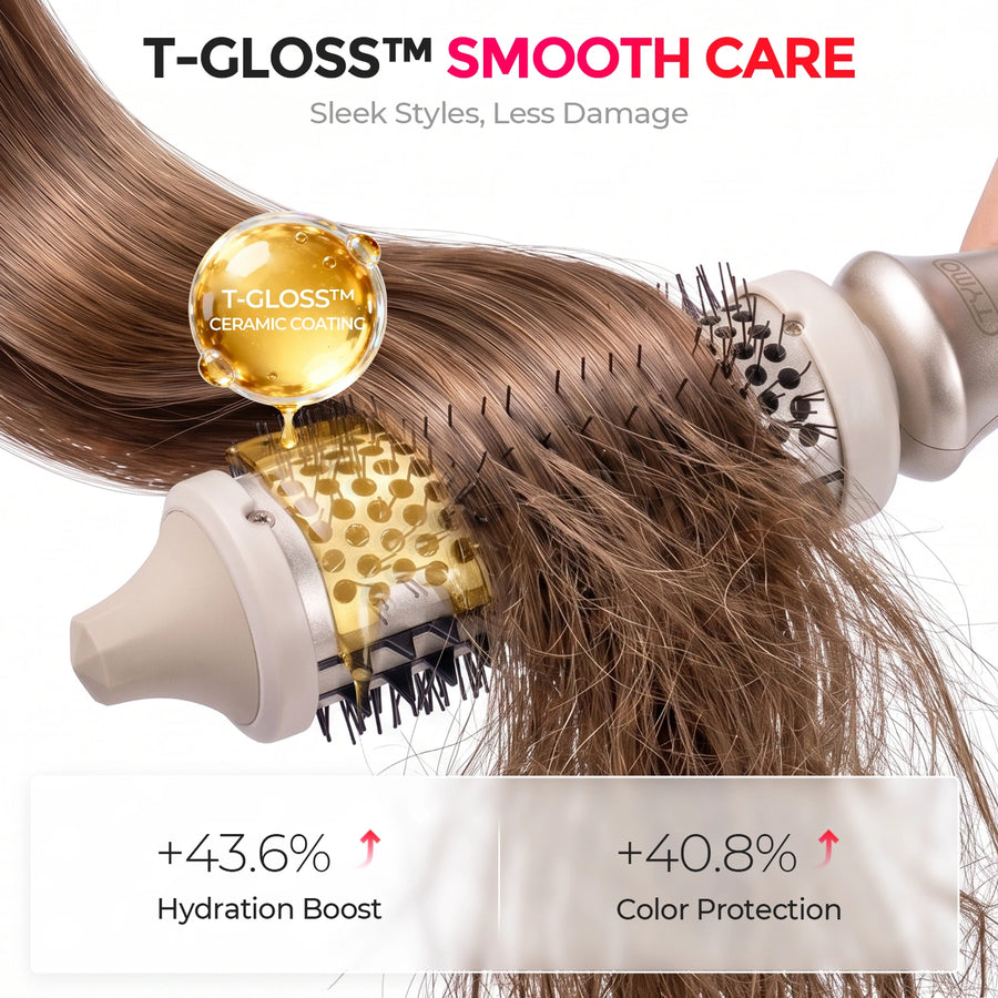 TYMO T-Gloss ceramic coating hair brush, hydration boost and color protection for less damage