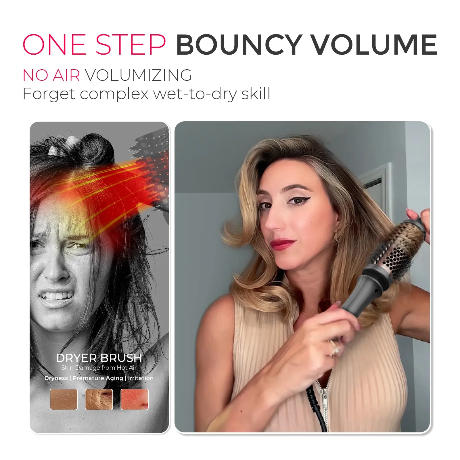 Voluminous salon finish using TYMO STYLUX 1.7-inch ceramic barrel for lively waves