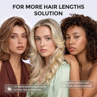 TYMO hot air brush fits various hair lengths & textures, 1‑inch barrel for fine short hair, powerful airflow for thick coarse long hair