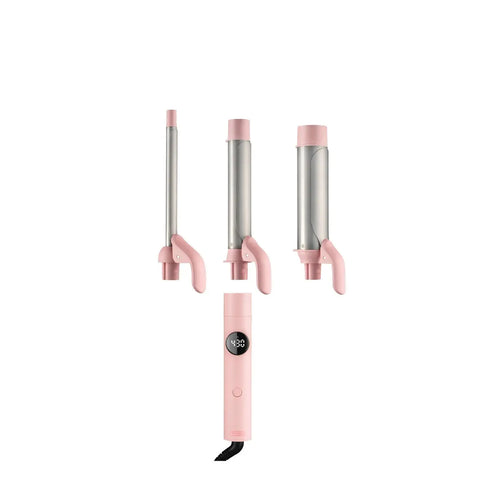 3-in-1 curling wand TYMO CUES PINK with three barrel sizes.