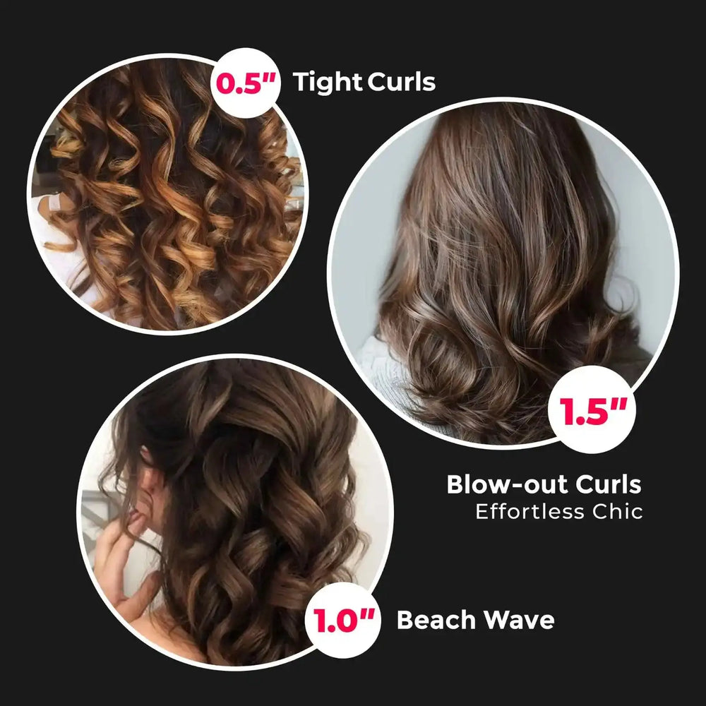 TYMO Curling Iron Instant Heat Ionic 3 in 1 Curling Wand Set with 3 B