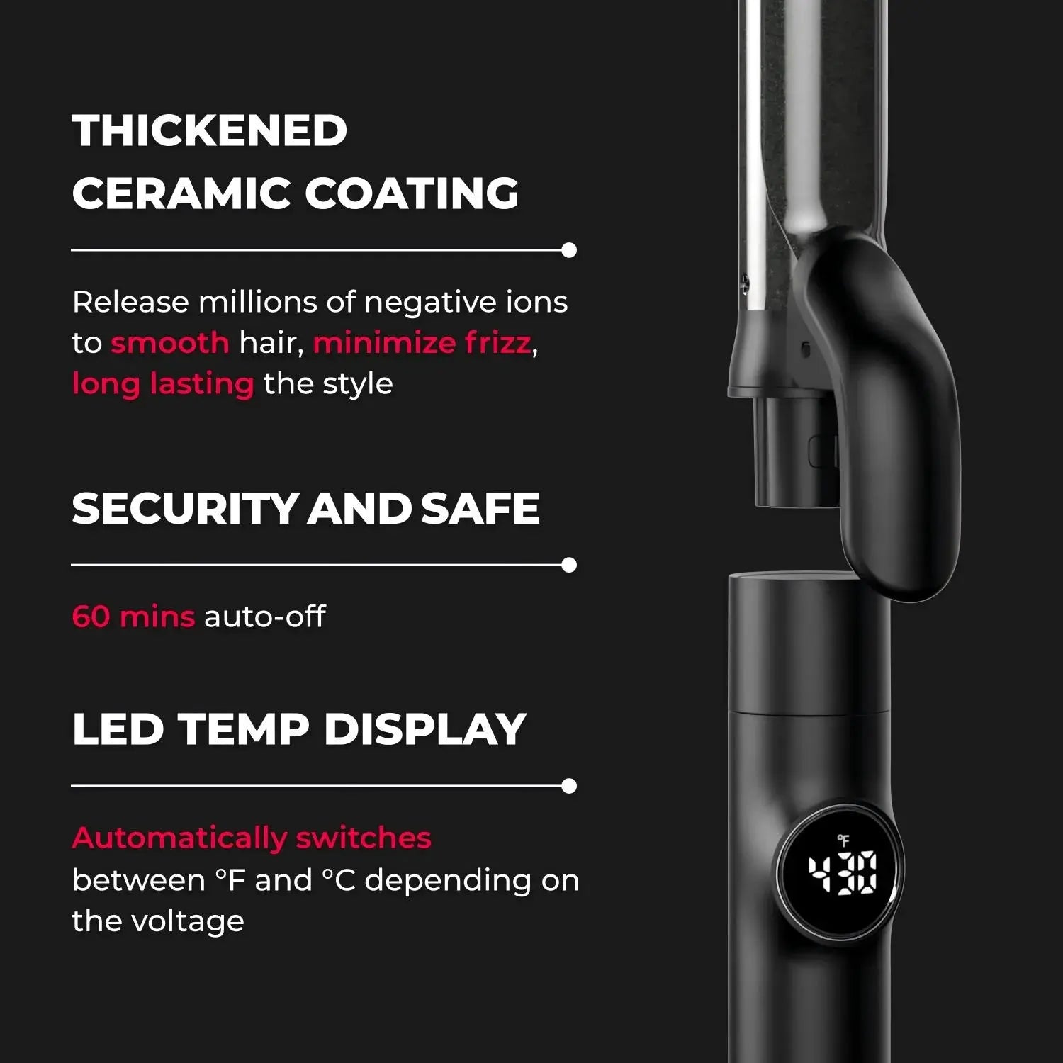 TYMO CUES Curling Iron with 3 Premium Ceramic Barrels