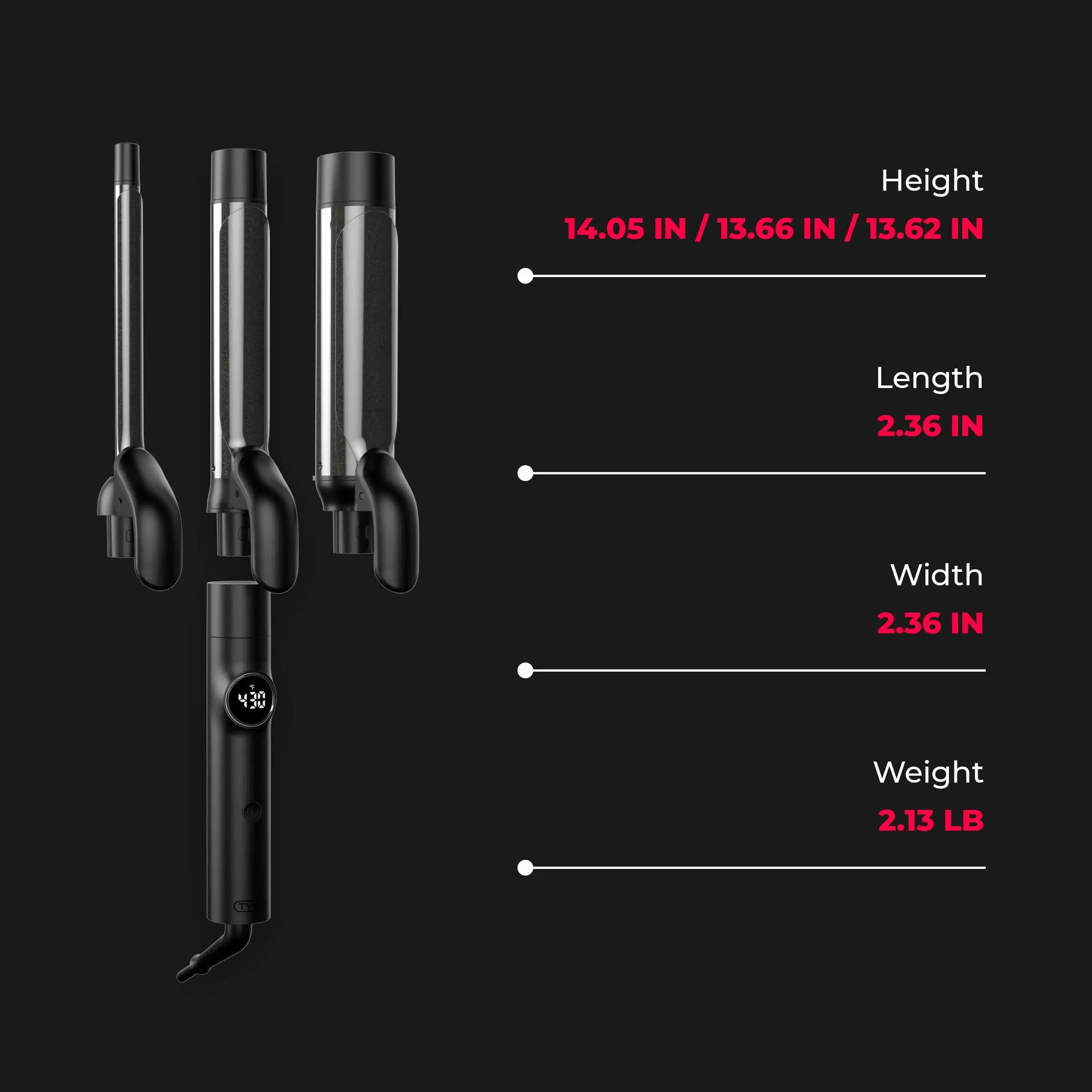 TYMO CUES Curling Iron with 3 Premium Ceramic Barrels