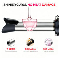 TYMO curler with T-GLOSS ceramic coating, nourishing oil coating, and 500 million negative ions for shiny, smooth curls with reduced frizz and heat damage