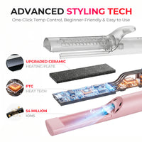 TYMO AIRFLOW advanced styling tech: upgraded ceramic plates, PTC heating, and 54 million negative ions for smooth hair