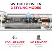 TYMO AIRFLOW dual styling modes: cool air for long-lasting styles, hot air for fast straightening