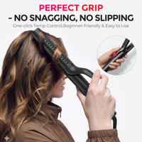 TYMO AIRFLOW curling iron with no-snag grip, beginner-friendly one-click temp control for smooth styling
