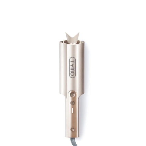 TYMO CURLPRO PLUS (1.5 INCH) automatic hair curler in metallic champagne gold featuring an ergonomic handle with intuitive control buttons and a V-shaped auto-rotating curling slot