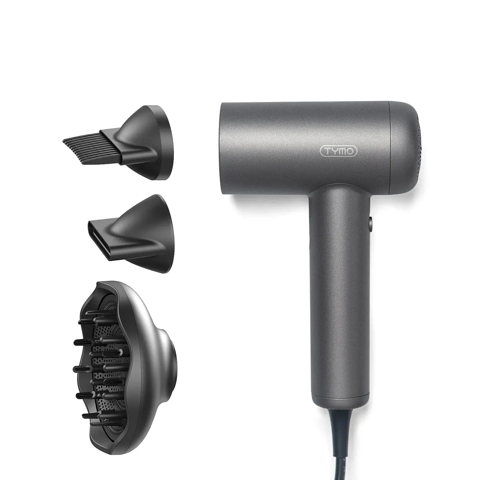 Premium hair drying process with TYMO AIRHYPE LITE 3 NOZZLES high speed blow dryer, achieving 3 styles in one hair tool.