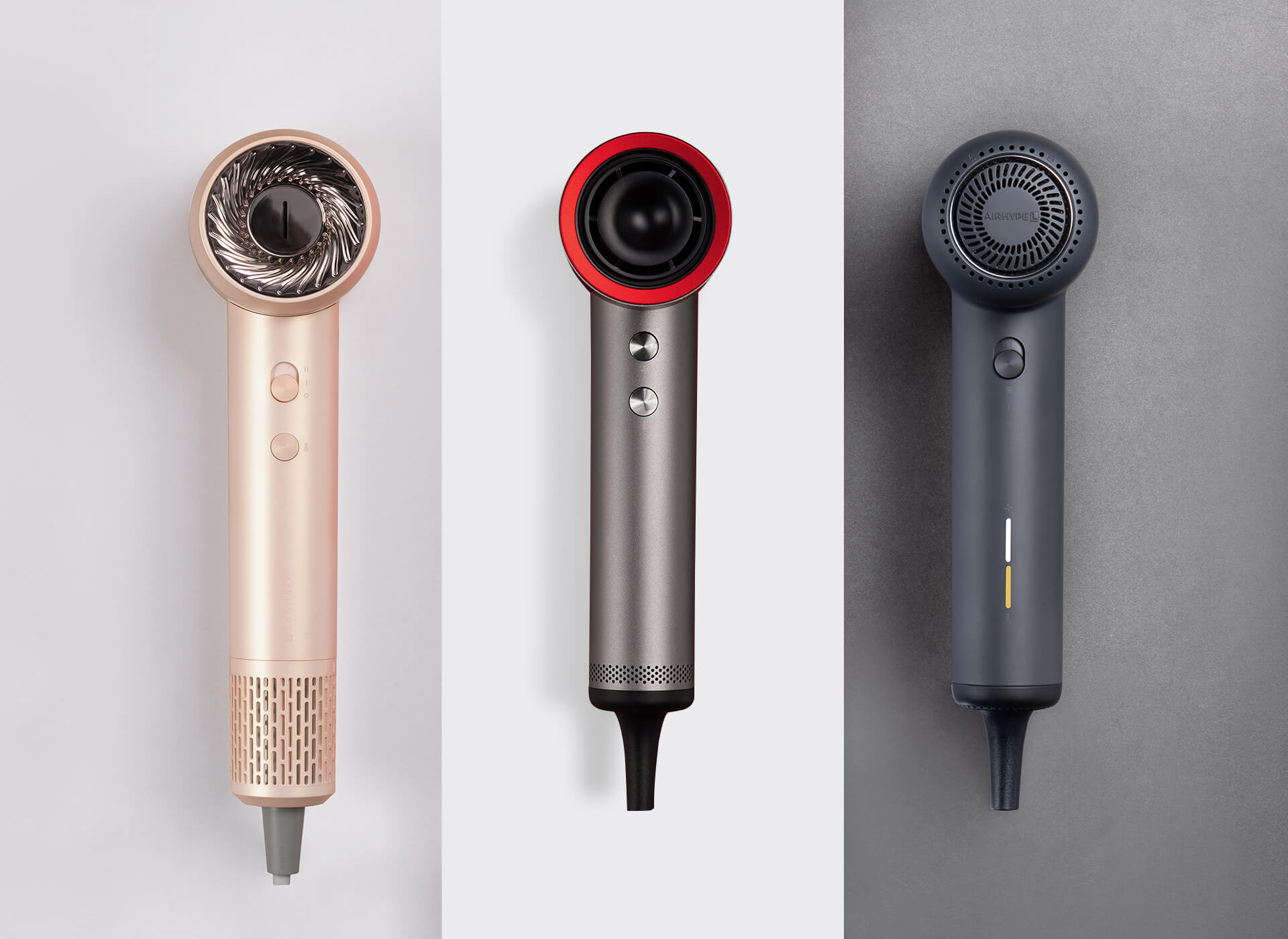 TYMO AIRHYPE hair dryer and TYMO AIRHYPE COMPACT are presented, showcasing high-end tools for versatile hair styling.