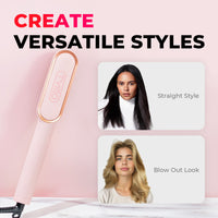 
                  
                    TYMO RING PINK hair straightener demonstrates its versatility by creating multiple hairstyles from straight to blow out looks.
                  
                