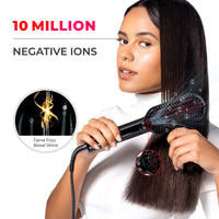 
                  
                    TYMO IONIC PLUS hair straightening brush emits 10 million negative ions, effectively taming frizz and enhancing shine.
                  
                