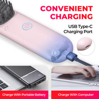 
                  
                    TYMO PORTA PINK wireless hair straightener with USB Type-C charging port, illustrating its convenient charging options.
                  
                